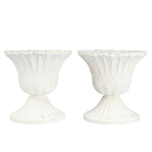 Floristik24 Dekorativní pohár Shabby Chic Kalich bílý Ø8cm V8,5cm 2ks