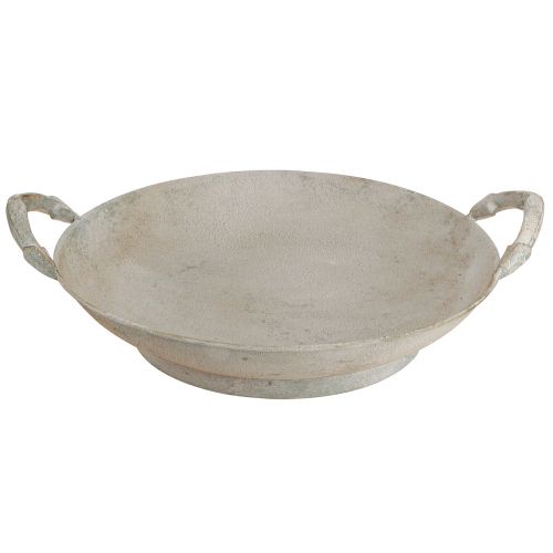 položky Dekorativní miska shabby chic šedá kovová dekorace s uchy Ø31cm