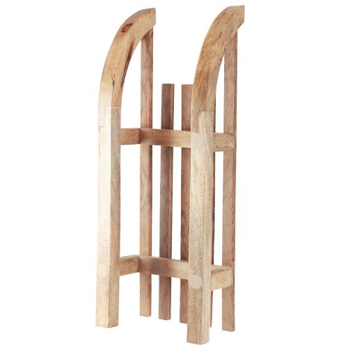 položky Dekorativní dřevěné sáně přírodní dekorace na stůl zimní mangové dřevo 60×23×15cm