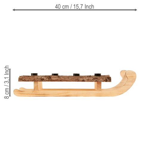položky Dekorativní svícny z dřevěných kůrových materiálů, 4 kusy, 40×12,5 cm