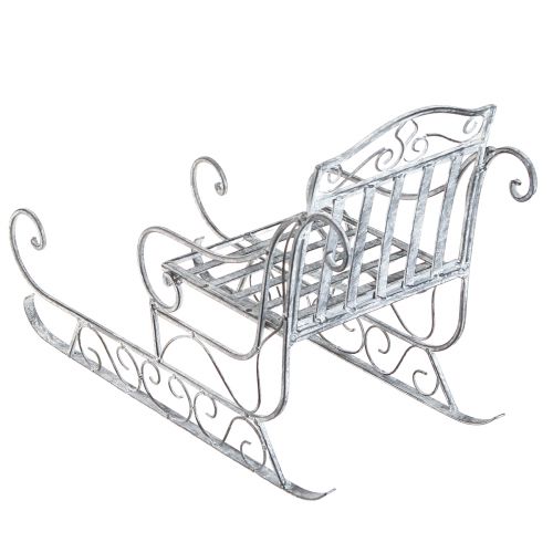 Floristik24 Ozdobné sáně bílé prané kovové sáňky 47×21×32,5cm