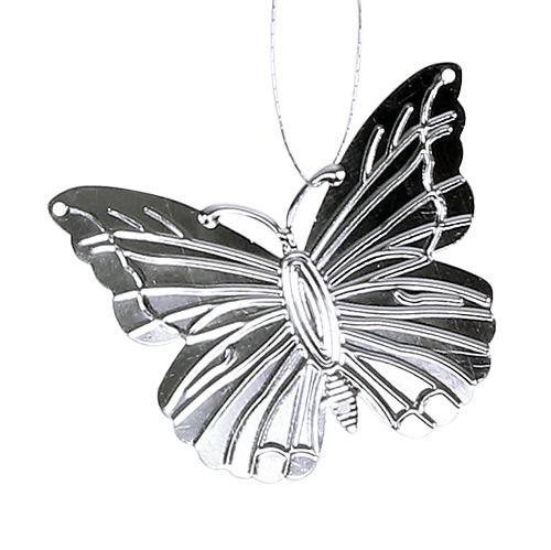 položky Dekorativní motýlci k zavěšení stříbrní 5cm 36ks