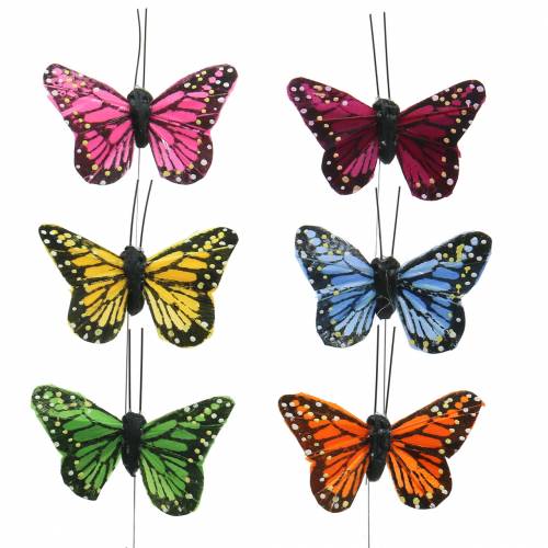 Floristik24 Dekorativní motýlci na drátě vícebarevní 5,5cm 24ks
