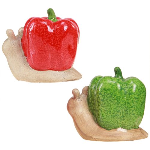 položky Dekorativní šneci keramický pepř červený zelený H10cm 2 ks
