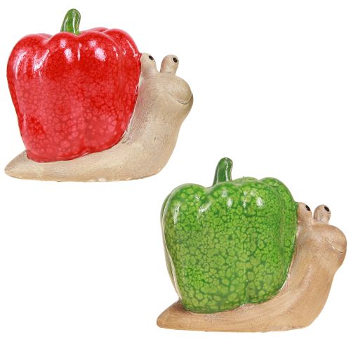 položky Dekorativní šneci keramický pepř červený zelený H10cm 2 ks
