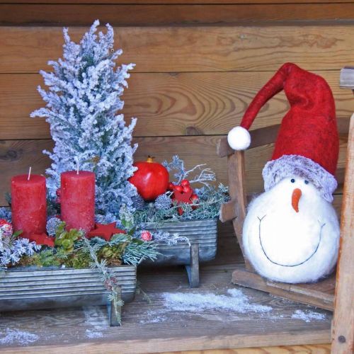položky Deco sněhulák s kloboukem Adventní dekorace Vánoční figurka V38cm