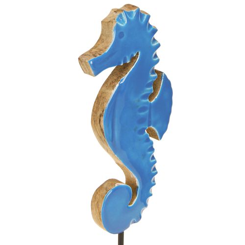 položky Dekorativní dřevěný stůl mořský koník přírodní modrá V28cm