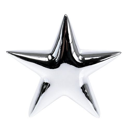 Floristik24 Deco star stříbrný stojící 12cm 2ks
