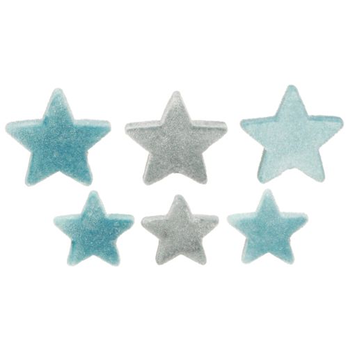 Dekorativní hvězdy vločkové rozptyl dekorace modrá Ø4/5cm 40 ks