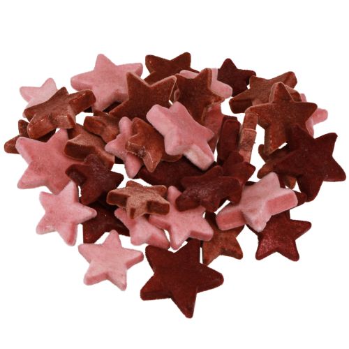 položky Dekorativní hvězdičky s vločkovým posypem, vínově hnědé, Ø4/5cm, 40 ks
