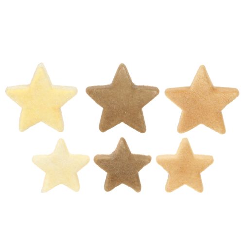 Dekorativní hvězdy vločkové rozptyl dekorace žlutohnědé Ø4/5cm 40 ks