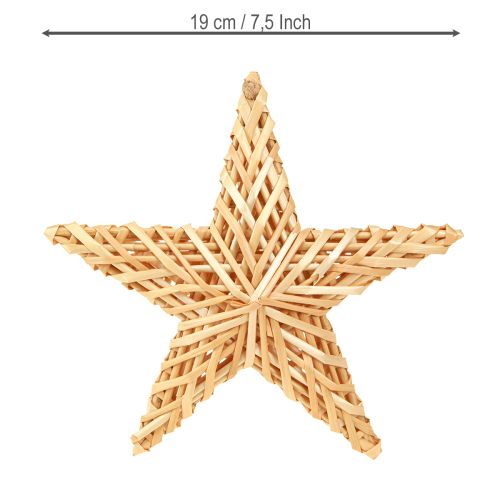položky Dekorativní hvězdy na zavěšení vánočních ozdob na stromeček ratan 19cm 3 kusy