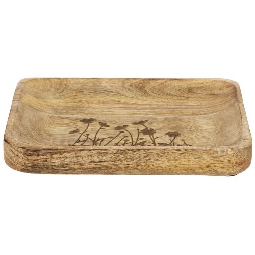 položky Dekorativní dřevěný podnos s květinovým vzorem mangové dřevo 20×15,5 cm