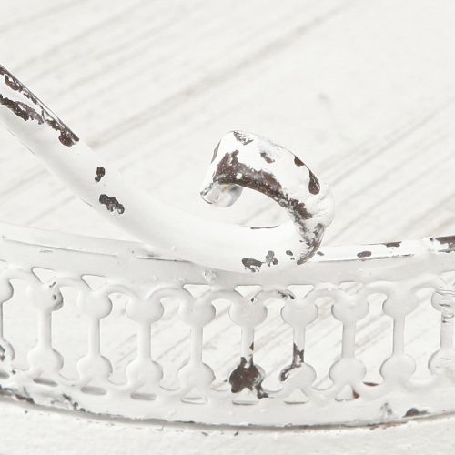 Floristik24 Dekorativní podnos kovová bílá rukojeť shabby chic Ø20cm V8cm