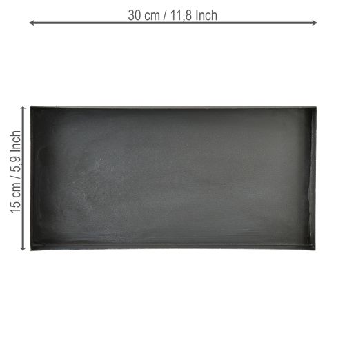 položky Dekorativní tác kovový tác černošedý praný 30×15cm