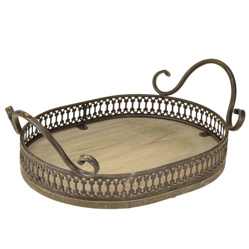 Floristik24 Dekorativní tác oválný 23cm x 17,5cm x 7,5cm hnědý