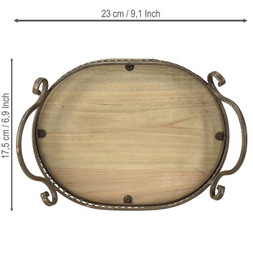 položky Dekorativní tác oválný 23cm x 17,5cm x 7,5cm hnědý
