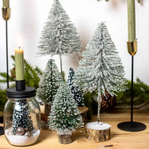 Floristik24 Dekorativní jedle, zimní dekorace, vánoční stromeček, advent H30 / 32cm Ø13,5cm sada 3 ks