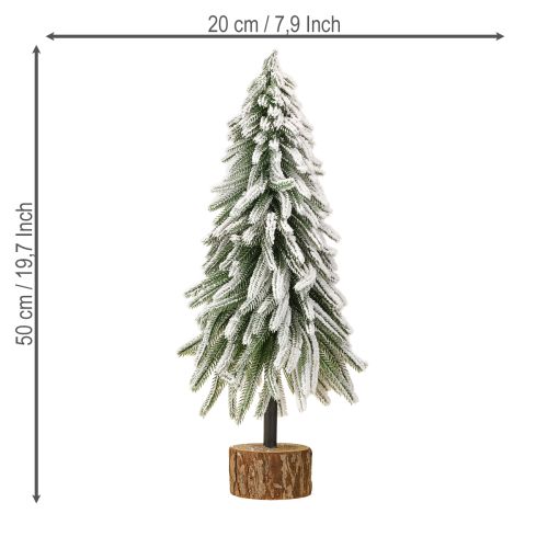 Floristik24 Dekorativní vánoční stromeček s podstavcem pokrytým sněhem a kůrou Ø20cm V50cm