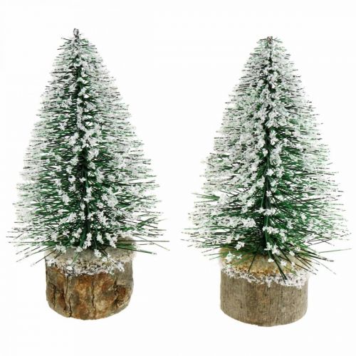 Floristik24 Vánoční dekorace, ozdobný stromeček, mini jedle zelená se sněhem V15cm Ø9,5cm 6 ks