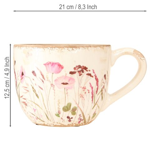 položky Ozdobný hrneček keramický makový krakel krémový barevný 15cm×12,5cm