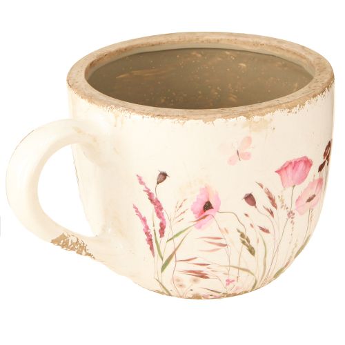 položky Ozdobný hrneček keramický makový krakel krémový barevný 15cm×12,5cm