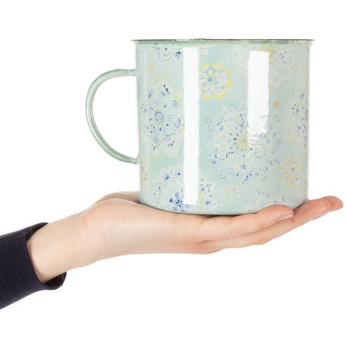 Dekorativní hrnek, květináč, mandala, smaltovaný, Ø13cm V12cm | Floristik24.cz