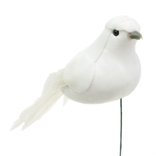 položky Dekorativní holubi na drátě bílí 9cm 6ks
