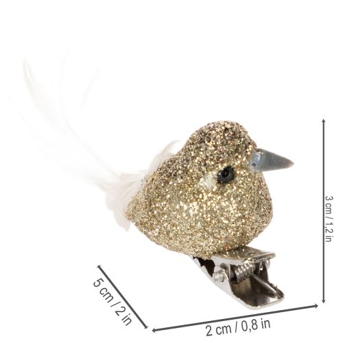 položky Dekorativní pár holubic, ozdobní ptáčci s klipem, zlatí, 5 cm, 4 kusy