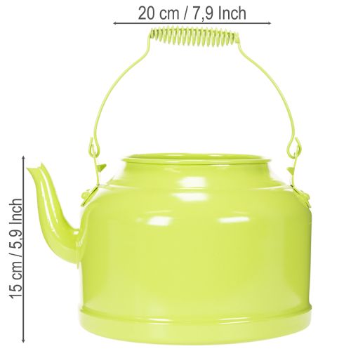 Dekorativní kovová konvice na čaj, jablkově zelená - květináč - Ø20cm V15cm - všestranná zahradní dekorace a nápad na dárek | Floristik24.cz