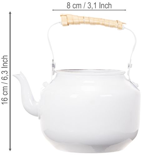 Dekorativní konvice na čaj, květináč, kov, bílý, shabby chic, Ø8,6 cm, V16 cm, vintage dekorativní květináč | Floristik24.cz