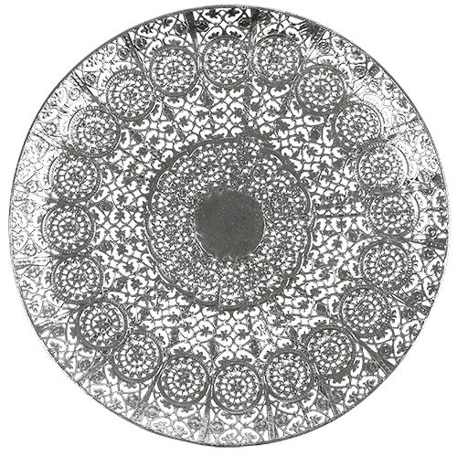 Floristik24 Dekorativní talíř stříbrný s motivem Ø35cm