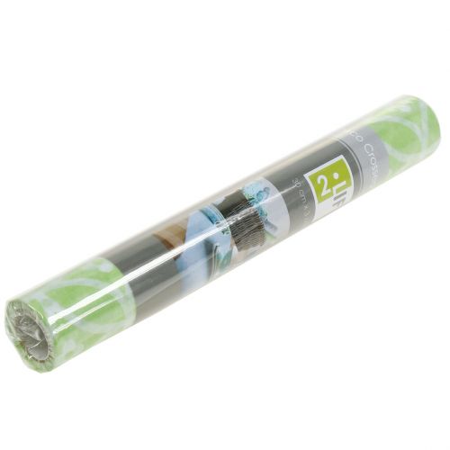 Floristik24 Ozdobná stolní páska s květinami světle zelená 30cm x 300cm