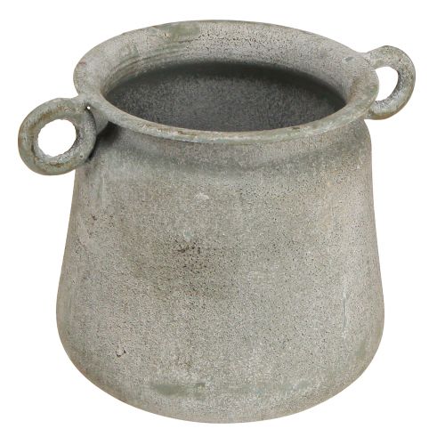 Floristik24 Dekorativní květináč vintage květináč kovový s uchy šedý H13,5cm