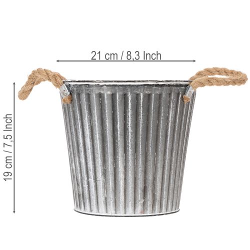 Dekorativní květináč na pěstování, kovový květináč s úchyty, kovová dekorace shabby chic Ø21,5 cm | Floristik24.cz