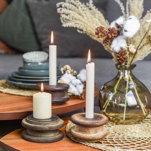 Floristik24 Deco rubový váleček, svícen, dekorace na stůl, průmyslový design, vintage vzhled Ø12cm