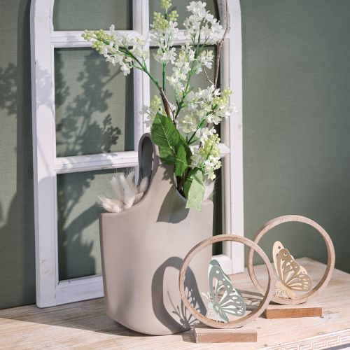 položky Dekorativní váza keramická taška Shopper Grey 19×4,5×33cm