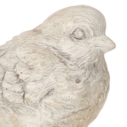 položky Dekorativní figurka ptáka vrabce z litého kamene, bíle natřená, výška 12,5 cm