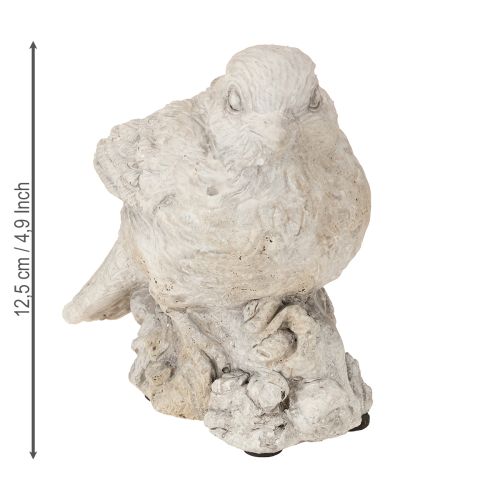 položky Dekorativní figurka ptáka vrabce z litého kamene, bíle natřená, výška 12,5 cm