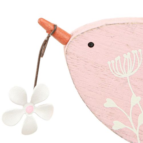 položky Dekorativní ptačí jarní dekorace závěsná dekorace dřevo růžová 15×8,5cm
