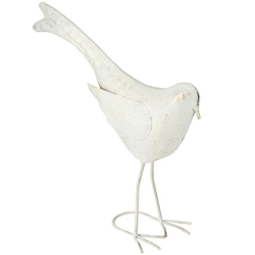 Floristik24 Dekorativní Ptáček Kovová Ozdobná figurka Vintage Bílé zlato 35x32,5cm