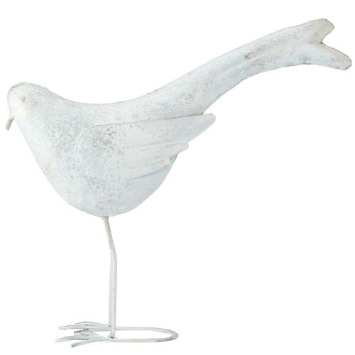 položky Dekorativní Ptáček Kovová Ozdobná figurka Vintage Bílé zlato 35x32,5cm