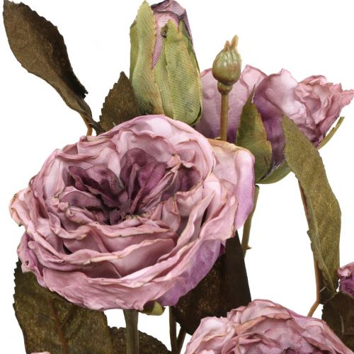 Deko kytice růže umělé květiny kytice růže fialová 45cm 3ks