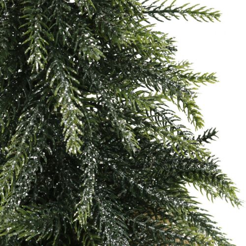 Floristik24 Deco vánoční stromeček mini jedle jutová taštička třpytivá, zelená 26cm