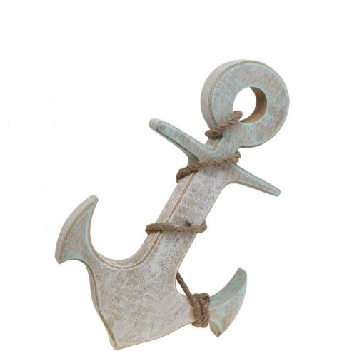 Kotva Deco Wood Maritime Deco Bílá Modrá 24,5cmx14,5cm