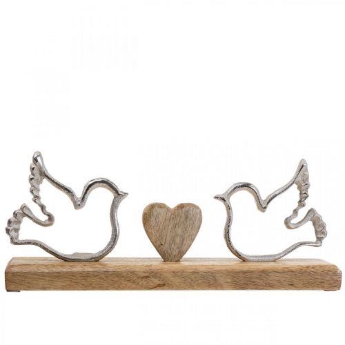 Dekorativní výstavní svatební dekorace srdce a holubice 30×5×12cm