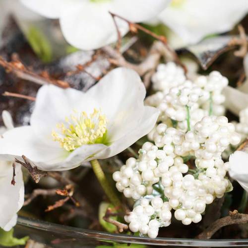 Floristik24 Ozdobná větev bobule bílá 24cm 5ks