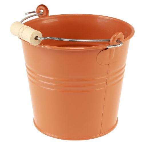 Dekorativní vědro kovový květináč oranžovohnědý Ø16cm H14,5cm 1,6L