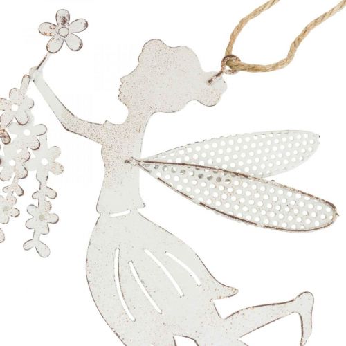 položky Dekorativní víla dekorace na okno jarní kovový bílý skřítek 15×10cm 2 ks