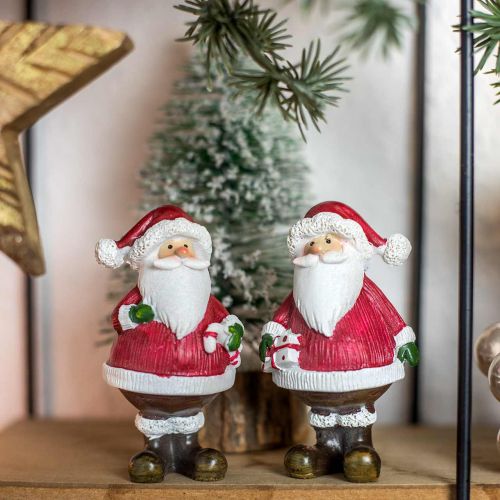 Floristik24 Deko figurka Santa Claus s cukrovou hůlkou/dárek V8,5cm 4ks